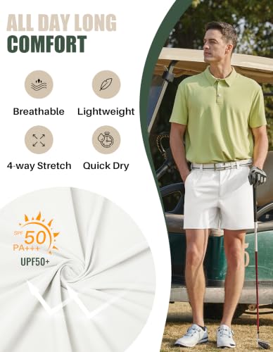 Image of PULI Golf Shorts Men 5 Inch Inseam Stretch Casual Dress Shorts with Pockets Waterproof Lightweight Quick Dry