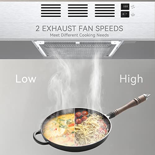 Hermitlux Range Hood 30 Inch Under Cabinet, Convertible Kitchen Exhaust Fan, Stainless Steel Vent Hood With Led Light #TOP3