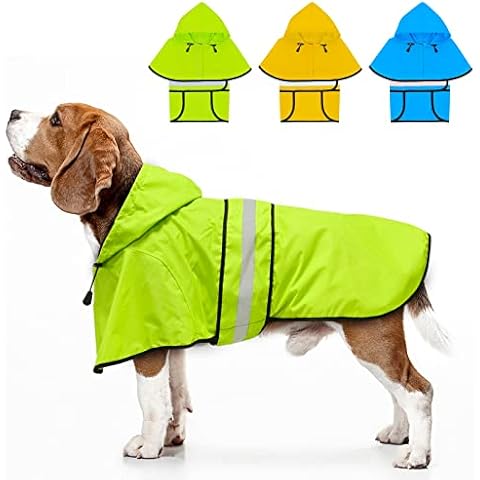 Weesiber Reflektierender wasserdichter Hunde-Regenmantel - verstellbare Haustierjacke Cover