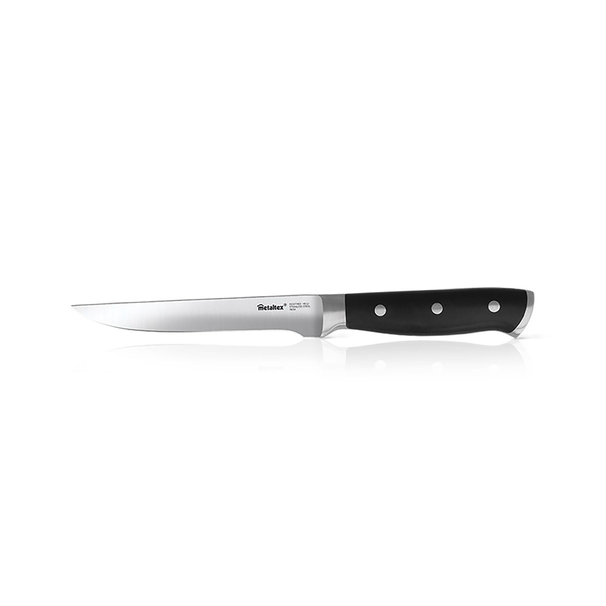 Metaltex MAGNIFICA Cuchillo Deshuesador 28 cm Acero Inoxidable Molibdeno HRC57 Mango ABS Negro