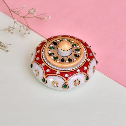Craftam Marble Sindoor Dani Box for Women – Traditional Handcrafted Kumkum Holder for Gifts, Pooja & Makeup