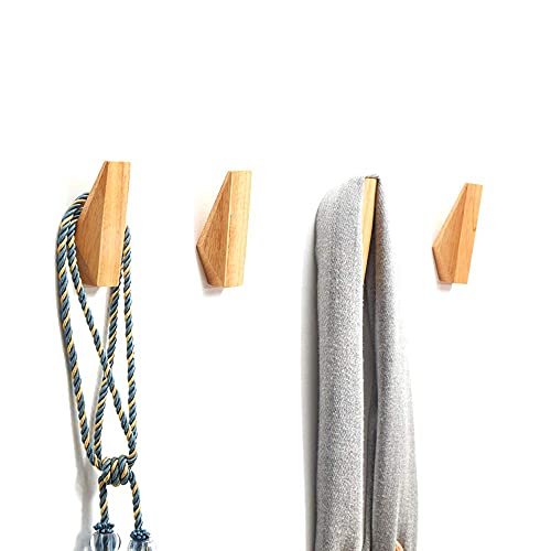 Duuo Lonangg Wooden Hooks Wall Hooks, Coat Hooks, Rubber Wood Hooks (Pack 6) Wall Hangers Hooks For Hanging Coats, Hats Hooks, Bags Hooks Towels Hooks, Decorations Triangle Hook #TOP4