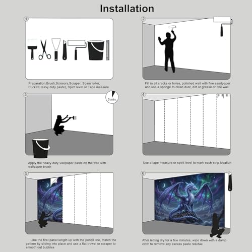 Papel pintado de dragón celestial 200x140cm para pared de salón 7