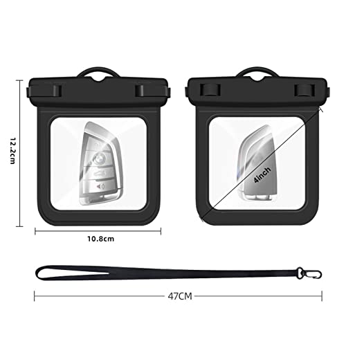 2 Pack Waterproof Key Pouch for Swimming,Waterproof Pouch Wallet with D Buckle and Lanyard for Credit Card ID Entry Remote Badge Cash Driver License Water Sports (Black) - Image 2