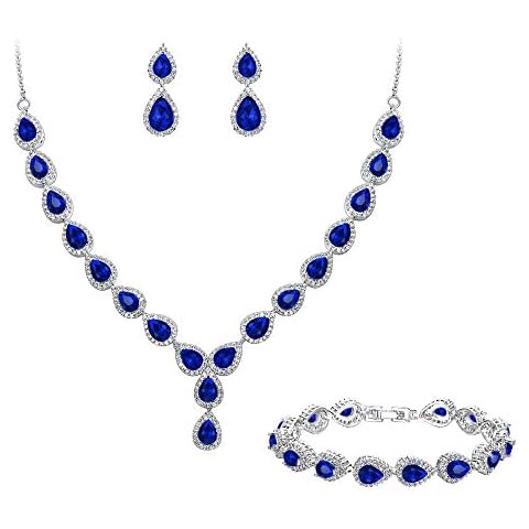 Clearine Women's Teardrop CZ Necklace and Earrings Set Cover