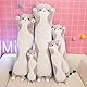Sausudols Lange Katze Kuscheltier Stofftiere Plüsch Katzen Spielzeug Kuschelkissen Geschenke für Kinder Freundin Grau 50CM