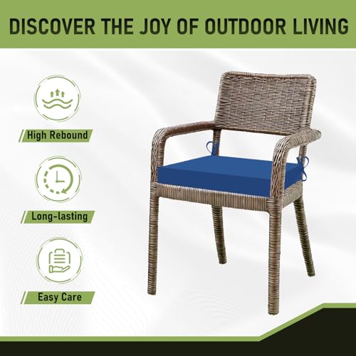 Image of Basic Beyond Outdoor Chair Cushions Set of 2, Square Corner Outdoor Cushions for Patio Furniture, Water Resistant Patio Chair Cushions with 2 Ties, 18.5x16x3, Royal Blue