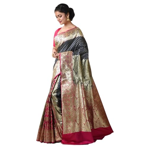 Aishani Collection navy blue banarasi silk saree in katan silk – image 3