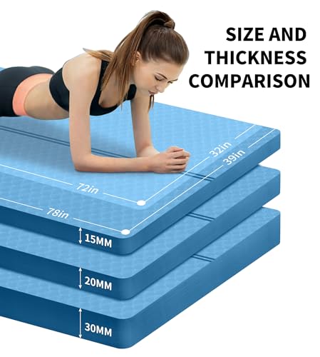 nuveti Large Exercise Mat - 15mm/20mm/30mm Thick Yoga Mat | Workout Mat for Fitness, Yoga, Pilates, Stretching & Floor Exercises for Women & Men with Free Carrying Bag - Thumbnail 4