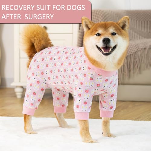 Image of Dog Recovery Suit for Small Medium Large Dogs, Pet Onesie After Surgery Comfort Dog Bodysuit Anti Licking (Pink Bunny,3XL)