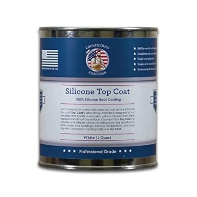 Countryman Coatings - 100% Silicone Roof Coating Restore Your Roof in a Day Seal Leaks, Cracks, Seams, Penetrations Adheres to All Surfaces (1 Quart, White)