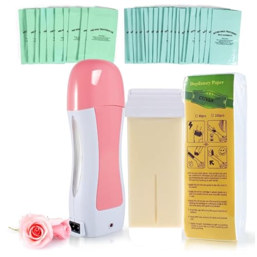 Image of Hair Removal Wax Kit Wax Heater Machine Roll on Hair Removal Wax Kit Wax Heater machine,Refill Cartridge Strips With Wipes Waxing kit for Women Waxkit (wax Roller Heater Machine Combo)