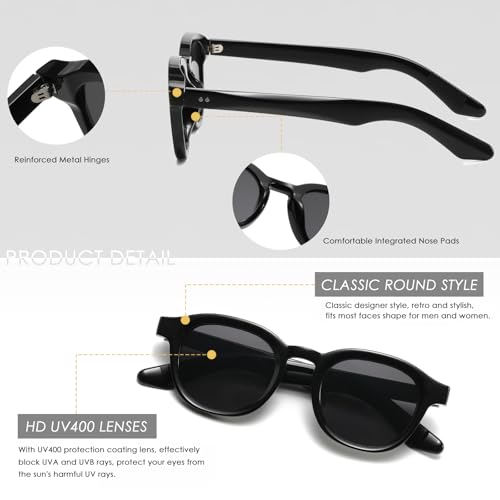 Long Keeper Vintage Small Round Sunglasses for Men Women Retro Circle Tinted Sunglasses Fashion Round Sun Glasses, 46mm4
