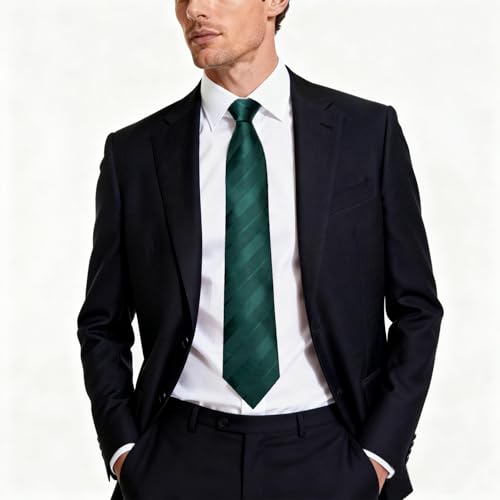 Image of DiBanGu Striped Tie Set for Men Silk Woven Plaid Necktie and Pocket Square Cufflinks Business Wedding