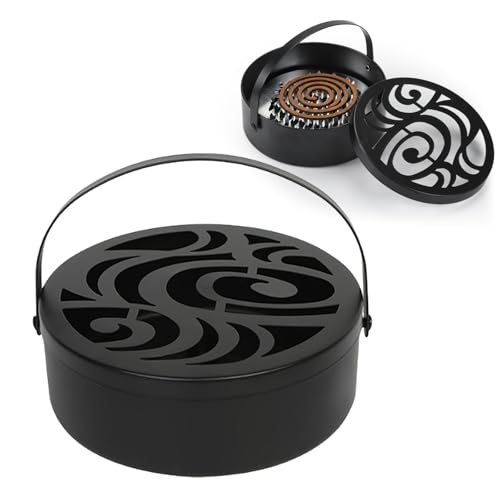 CGECGE Mosquito Coil Holder Portable Iron with Handle Round Heat-Resistant Incense Holder for Home Office Camping (Style A)