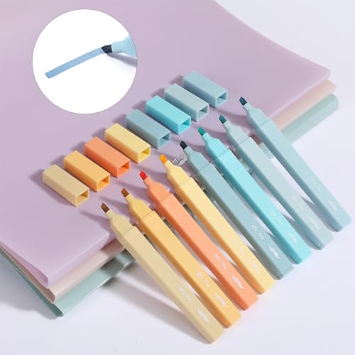 Image of Mr. Pen na aesthetic highlighters, 8 pcs, chisel tip, pastel colors, cute bible highlighters no bleeding