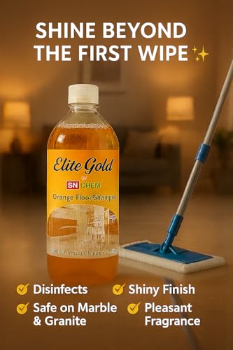 Image of Orange Floor Shampoo Cleaner Liquid for Tiles, Marble, Granite & Ceramic | Suitable for daily mopping | Leaves long-lasting freshness | Gentle on polished marble | Streak-free cleaning