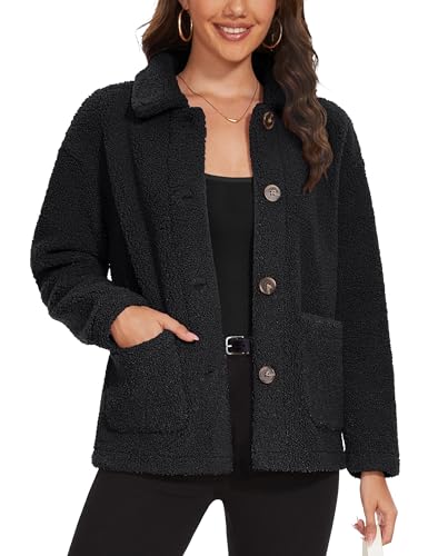 MAGCOMSEN Women's Sherpa Fleece Jacket with Pockets