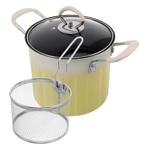 PEPLAYTAL 1 Juego freidora de Acero Inoxidable Goteo Multifuncional freidora de Aceite freidora electrica Olla para frituras Olla para freír ollas Olla freidora Sopa Hierro Refinado Yellow
