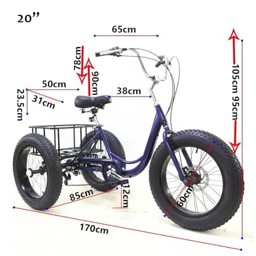 Triciclo 20 pulgadas para adultos, 7 velocidades miniatura 7