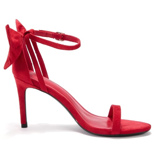 Image of Coutgo Womens Ankle Strap High Heels Open Toe Stiletto Bow Tie Knot Heeled Sandals Fashion Wedding Dress Pump Shoes