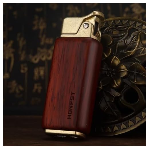 Caja de Madera de Palisandro Encendedor de Estilo Antiguo Encendedor de Queroseno Vintage Encendedor de Queroseno de Llama Suave Encendedor de Rueda de pedernal Retro for Fumadores (C