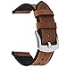 Fullmosa Compatible avec Bracelet Amazfit,Bracelet de Montre en Silicone et Cuir,20mm,Marron+Boucle Argentée,Bande de Remplacement pour Homme,Femme et Mixte