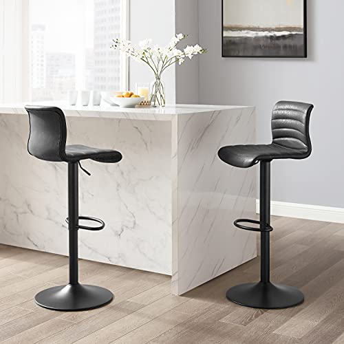 Crosley Furniture Cf502024-Bk Wyatt Adjustable Height Swivel Stool, Distressed Black/Matte Black #TOP5