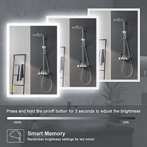 Citymoda 20X28 Inch Led Bathroom Mirror With Lights Led Vanity Mirror Wall Mounted Anti-Fog Lighted Bathroom Mirror, Smart Bathroom Mirror With Touch Button Dimmable Horizontal/Vertical #TOP4