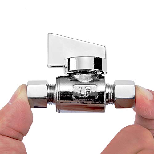 Minimprover 2 Pack Premium Brass 3/8" Compression X 3/8" Compression Angle Valve Quarter Turn Water Straight Angle Valve #TOP6