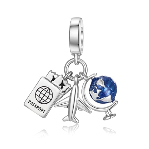 LANBEIDE Ciondoli aeroportuali per charm Pandora, in argento Sterling 925, ciondoli da viaggio per braccialetti Pandora, regali per donne, Argento sterling