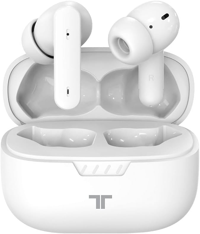 SPACE Fone de ouvido sem fio Earbuds Orbit Bluetooth 5.4 com Som de Alta Fidelidade HQ Sound, Microfone Integrado, Cancelamento De Ruído Ativo ANC (Branco)