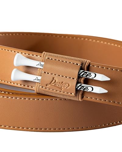 Image of Dartee Men's Golf Belt - Leather Ratchet Belt with Ball Marker, One-Size Adjustable Fit, Course and Casual Wear