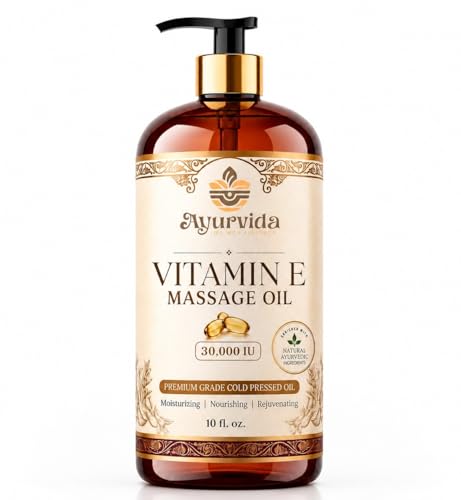Image of Vitamin E Body Massage Oil 30,000 IU - Nourishing Oil for Dry Skin, Stretch Marks, Skin Glow & Full Body Care | 300ml