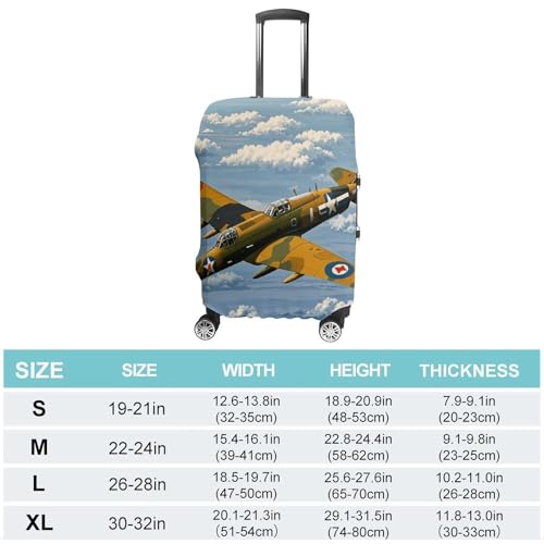 World War 2 Aircraft Airplane Luggage Cover, Washable Elastic Suitcase Cover Protector Fit 18-32 Inch Luggage2