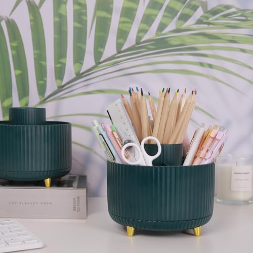Skydue 360 Degree Rotating Desk Organizer, Dual-Purpose Pencil Pen Holder For Desk, Rotating Desk Pen Organizer With 5 Slots thumb #1