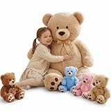 MaoGoLan 5Pcs Big Teddy Bear Plush with 4 Babies,41' Cuddly Giant Bear Stuffed Animal with Zipper Storage for Small Teddy Bear Plushies in Bulk for Baby Shower,Party Favor,Decorations,Kids,Adults