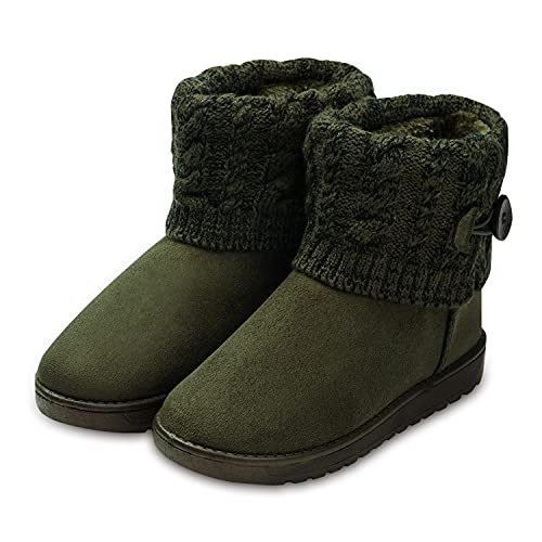 Garatia Femme Bottes De Neige Fourrées Rejoint du Tricot Vert Olive 38 EU Cover