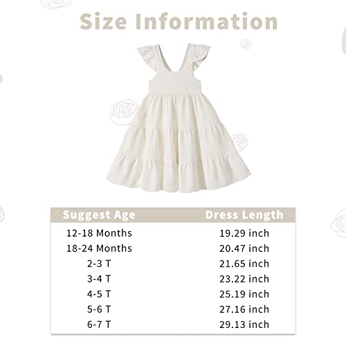 Younger Tree Toddler Girl Outfits Baby Ruffled Sleeveless Princess Dresses Tutu Skirt Summer Sleeveless Smocking Casual Dress(5-6X,White) #TOP6