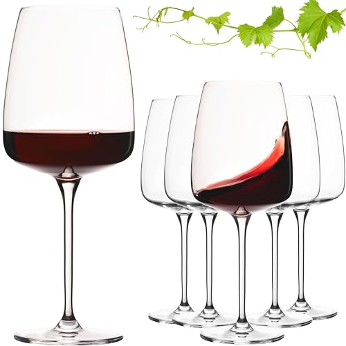 IMPERIAL Große eckige Rotweingläser 600ml Set 6-Teilig 'Milano' Burgundergläser aus Crystalline Glas Spülmaschinenfest