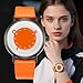 Gosasa Minimalist Casual Unisex Quartz Watch – Unique Hands Design, Fashion Sports Waterproof Wristwatch for Men & Women with Leather Band (Orange)