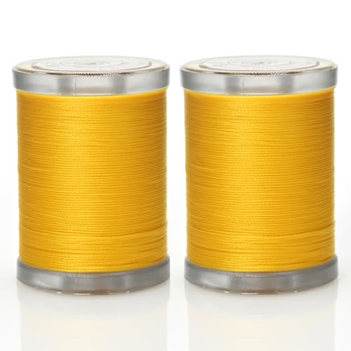 Image of Selric 300Yards Extra Strong Bonded Nylon Thread for Leather Sewing, Golden Yellow Heavy Duty Upholstery Thread for Heavy Fabric (2 Spools)-Golden Yellow