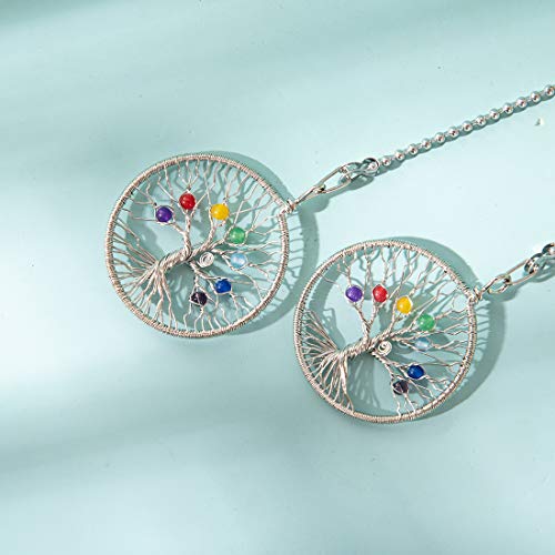 Image of LONGSHENG Silver Tree of Life Fan Pull Chain Fan Light Replacement Extender Pull Chain, Pack of 2