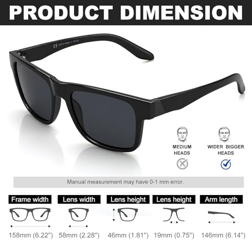 Image of SKYOAK Superior Large 158MM XXL Polarized Sunglasses Men Women, Scratch /Saltwater Resistant /Oleophobic Coating Lens