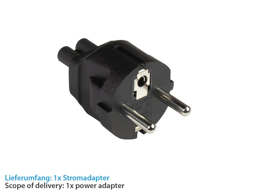 Good Connections® Adapter prądu - wtyczka ze stykiem ochronnym typ E+F (CEE 7/7, prosta) do gniazda koniczyny C5 (prosta) - adapter sieciowy/adapter gniazdka/adapter przewodu sieciowego - czarny,