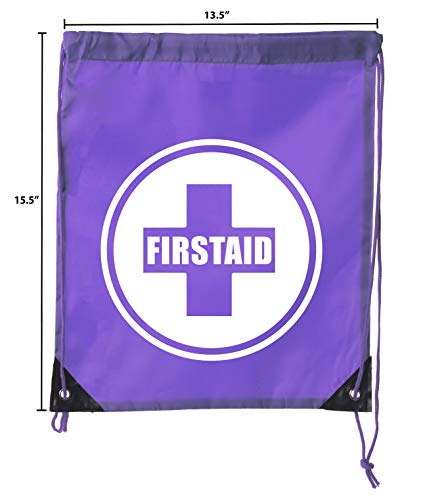 Image of Mato & Hash First Aid Backpack Drawstring Medical Bag for Emergencies or Epi Pen & Medicine - 6PK Purple CA2500FirstAid S1