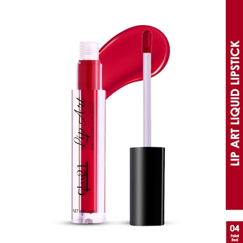 Image of Glam21 Lip Art Non-Transfer Matte Liquid Lipstick | Lightweight, Long-Lasting | Waterproof & Smudge-Proof Lip Colour | Intense Pigment | 3gm -Fatal Red-04