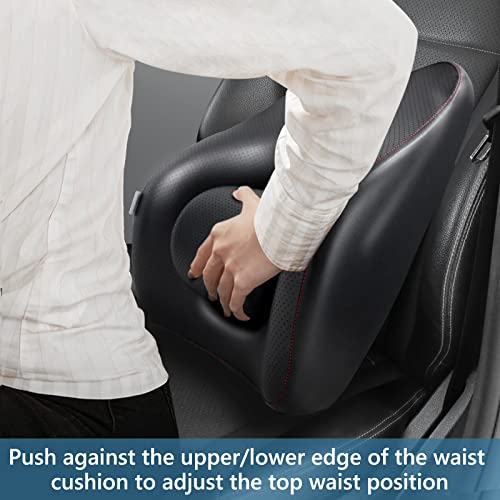 Lumbar Support Pillow With Adjustable Bracket, Memory Foam Lower Back Posture Cushion, Ergonomic Pu Leather Back Rest For Car Seat, Office Chair, Recliner, Wheelchair #TOP3