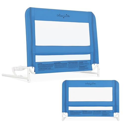 Dream On Me Lightweight Mesh Security Adjustable Bed Rail for Toddler, Breathable Mesh Fabric, Suitable for All Types Of Beds, Reinforced Anchor System Bed Guard Rail, Blue