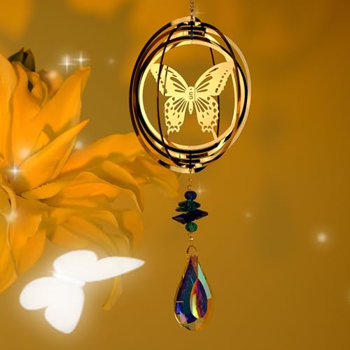 Sun Catcher Crystal Wind Chime, Pack of 5 Tree Owls Hummingbird Butterfly Fairy Crystal Pendant Decoration - Image 4